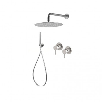 Shower set Vema Tiber Steel, concealed, 2 wyjścia wody, overhead shower 30cm, stainless steel inox