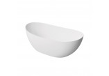 Bathtub freestanding Emporia Riva 157x70x56 cm z konglomeratu, bez zintegrowanego przelewu, z powłoka Snow White - white