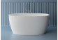 Bathtub freestanding Emporia Luna 158x77x63 cm z konglomeratu, bez zintegrowanego przelewu, with coating Snow White - white