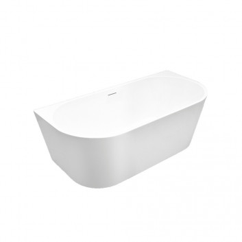 Bathtub freestanding Emporia Alia 140x70x61,5 cm z konglomeratu, bez zintegrowanego przelewu, with coating Snow White - white
