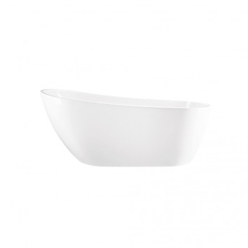 Bathtub freestanding Emporia Emilia 170x80x58 cm acrylic, wallmounted, white korek, overflow szczelinowy - whiteelewu, with coating Snow White - white