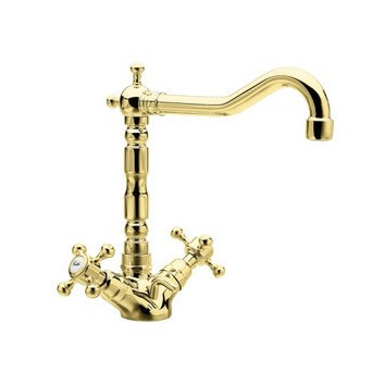 Washbasin faucet tall Reitano Antea with pop-up waste - gold