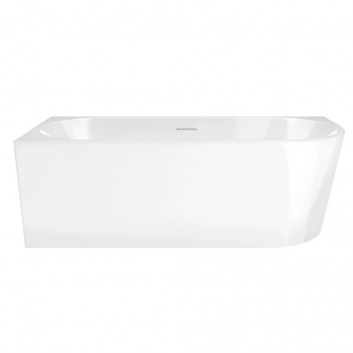 Corner bathtub freestanding Corsan Intero 150 x 74,5 cm white, montaż prawostronny, korek klik-klak chrome
