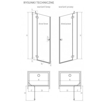 Door cabins prysznicowej Radaway Essenza 8 KDJ 80, left, 800x2000mmm, glass transparent, chrome