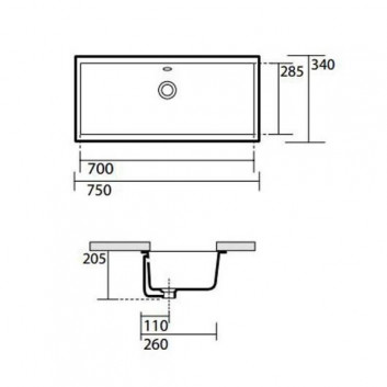 Under-countertop washbasin Kerasan Lavabi D'Arredo 75x34x20,5 cm, white- sanitbuy.pl