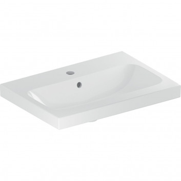 Countertop washbasin Geberit iCon Light, 60x42cm, z overflow, with tap hole, white