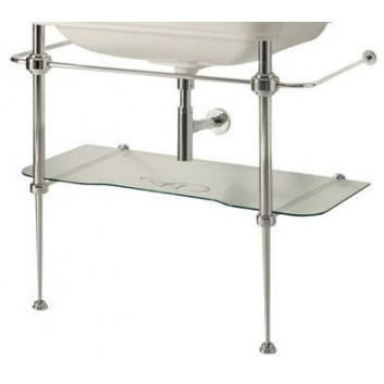 Konsola podłogowa, metalowa ze glass półką pod umywalkę, KERASAN WALDORF - White/Bronzo