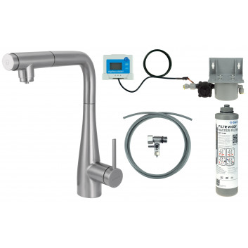 Kitchen faucet Deante Magnetic with set do filtracji wody z elastyczną wylewką - titanium 