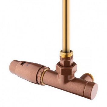 Set thermostatic Oltens Varmare Ventil grzejnikowy z trójnikiem, prawy - miedź szczotkowana