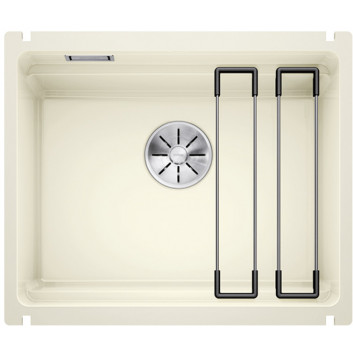 Zlewozmywak ceramic Blanco Etagon 500-U 54x45,6 cm jednokomorowy, Ceramics PuraPlus with waste InFino plus szyny - white shine 525149 