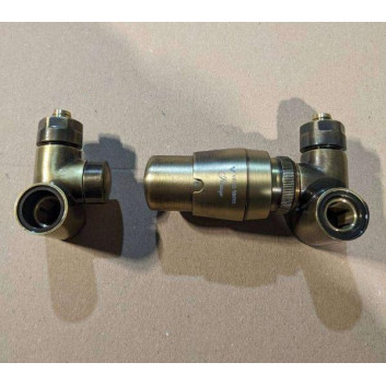 Set zaworów Imers thermostatic osiowych kątowych, prawy - old brass