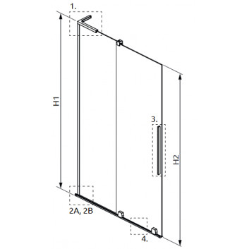 Parawan nawannowy Radaway Furo SL PND II 110, lewy, glass transparent, 110x150cm, przesuwny, profil gold szczotkowany