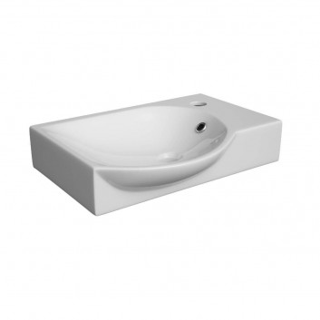 Vanity washbasin Defra Go 60, rectangular 61x41 cm, with hole na baterie, z overflow - white