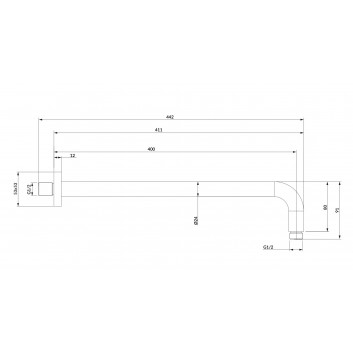 Arm shower wall-mounted Omnires, 40cm, chrome