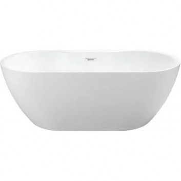 Bathtub freestanding Besco Navia 150x80 cm oval white, maskownica syfonu z overflow white