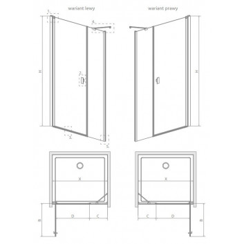 Door shower Radaway Nes KDS II 120, left, 1200x2000mm, silver profil