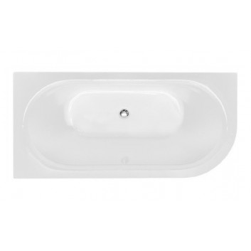 Bathtub freestanding Besco Avita A-Line, acrylic, right 170x75 cm, wallmounted, siphon z napełnieniem przez overflow white McAlpine czyszczony od góry - outside white shine, wewnątrz white shine