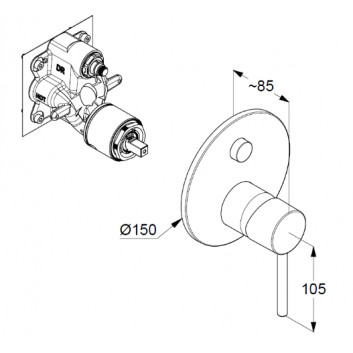 Concealed shower mixer , Kludi Bozz, chrome