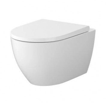 Bowl WC hanging Cersanit Zen 35,5x52,5 cm, bez kołnierza, spłukiwanie wirowe with soft-close WC seat - white shine