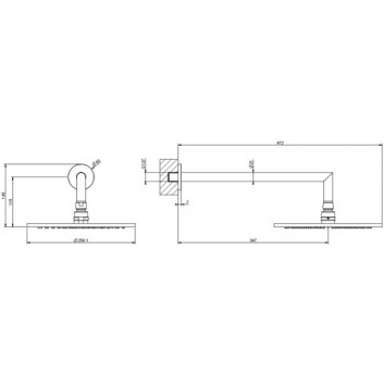 Overhead shower Gessi Anello, round, 250mm, regulowana, with arm ściennym 358mm - Copper Brushed PVD