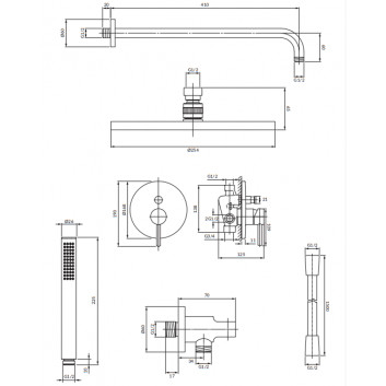 Shower system concealed, Omnires Y - Brushed brass