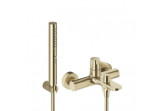 Bath tap Laveo Cone wall mounted, with shower set - gold szampańskie