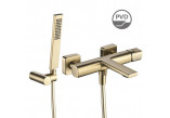 Bath tap Laveo Tores wall mounted, with shower set - gold szampańskie