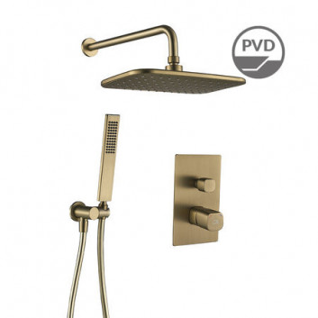 Bath tap Laveo Tores concealed, with shower set - gold szampańskie