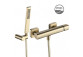 Bath tap Laveo Tores wall mounted, with shower set - gold szampańskie