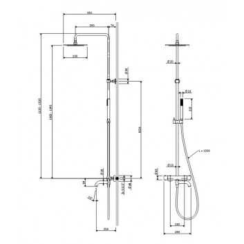 Omnires System bath-prysznicowy, wall mounted, thermostatic