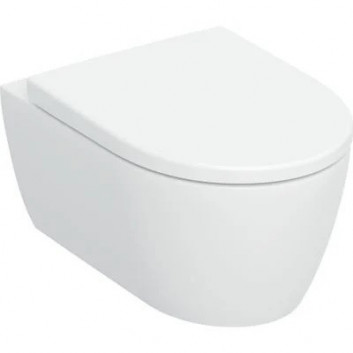 Bowl WC hanging Geberit iCon 53x36 cm, bez kołnierza, spłukiwanie wirowe with soft-close WC seat - white