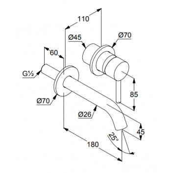 Wall mounted washbasin faucet, spout 180 mm, KLUDI BOZZ - White mat 