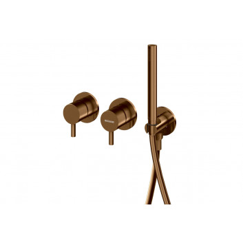 3-hole bath mixer Kohlman Axel, standing, spout 190mm, 2 wyjścia wody, Shower set, gold shine