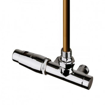 Set thermostatic Oltens Varmare Ventil grzejnikowy z trójnikiem, prawy - miedź szczotkowana