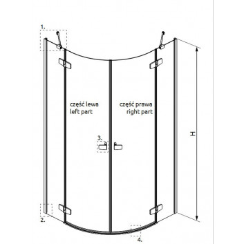 Quadrant shower enclosure Radaway Fuenta New PDD, 80cm part left - sanitbuy.pl