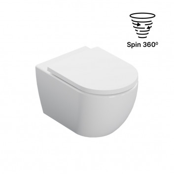 Wall-hung wc WC Excellent Doto S 49 cm, bezrantowa with soft-close WC seat - white shine