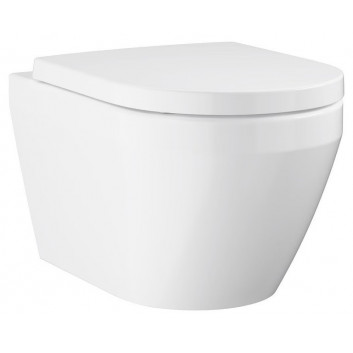 Wall-hung wc Grohe Euro Ceramic, 54x37cm, bezkołnierzowa with soft-close WC seat - alpine white
