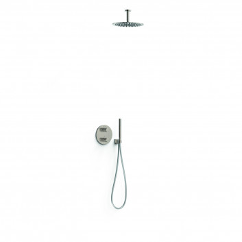 Shower set Tres Loft concealed with head shower okrągłą 30 cm - steel 