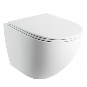 Bezkołnierzowa bowl toilette hanging OMNIRES OTTAWA COMFORT with soft-close WC seat, 54 x 37 cm - white mat