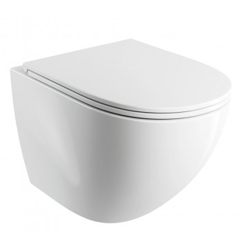 Bezkołnierzowa bowl toilette hanging OMNIRES OTTAWA COMFORT with soft-close WC seat, 54 x 37 cm - white mat