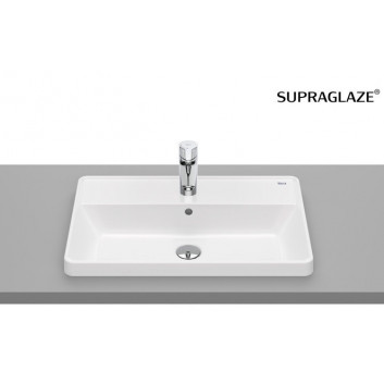 Recessed washbasin Roca Gap Square, 42x39cm, rectangular, overflow, battery hole, white