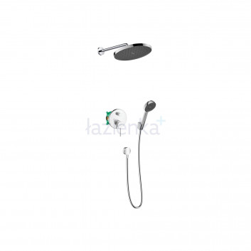 Shower set Hansgrohe WallStoris, wall mounted, mixer thermostatic, 1 wyjście wody, with basket, wieszakiem i suwakiem, black mat