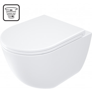 Bowl Wc with seat bezkołnierzową, Deante Round, white