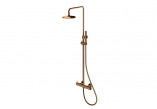 Shower set Kohlman Axel Brushed Copper with mixer termostatyczną, wall mounted, round overhead shower 25 cm - szczotkowana miedź