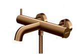 Shower set Kohlman Axel Brushed Copper with mixer termostatyczną, wall mounted, round overhead shower 25 cm - szczotkowana miedź