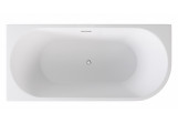 Bathtub freestanding Besco Zoya, left, 150x75cm, acrylic, klik-klak z overflow, maskownica gun metal - white