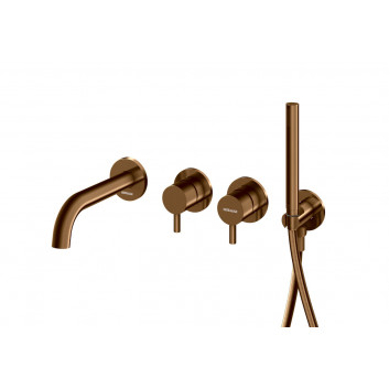 Mixer bath-shower Kohlman Axel Brushed Copper thermostatic, wall mounted - szczotkowana miedź