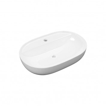 Countertop washbasin, Excellent Jima 51x38 cm oval with tap hole - white shine