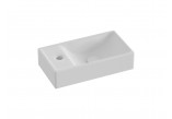 Ceramic washbasin mini Ravak Veda Wall 40,8x22,2 cm, left version, przeznaczona do instalacji na ścianie, z overflow. - white