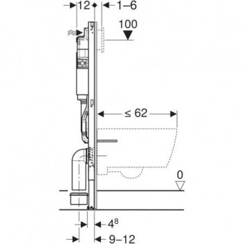 Concelaed frame Geberit Duofix Basic do WC wiszącego, UP100 ze wspornikami